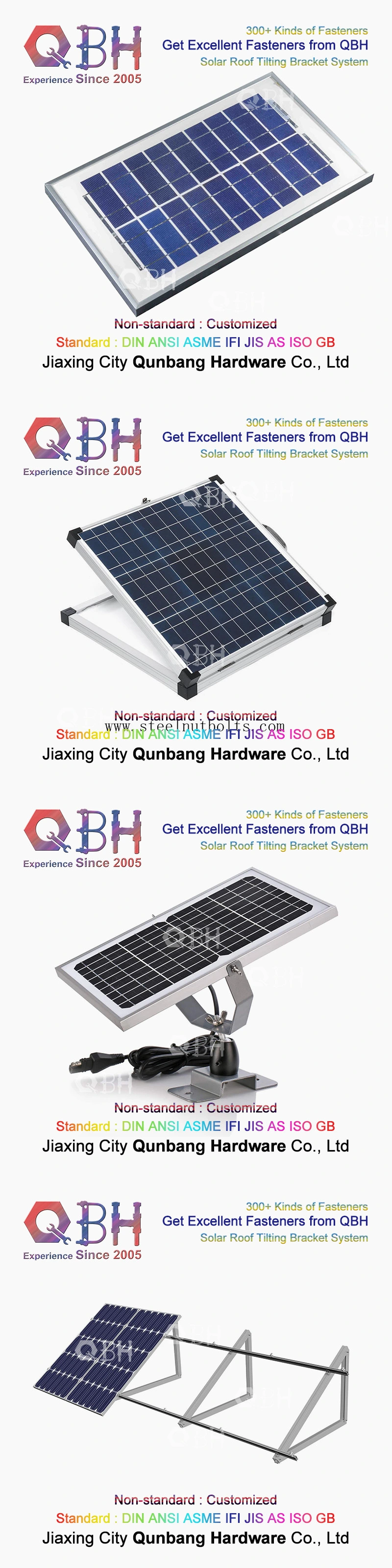 Qbh Customized Civil Commercial Industrial Solar Power Energy System Object Roofing Roof Sloping Tilting Mounting Bracket Rack Stand for Photovoltaic PV Panel